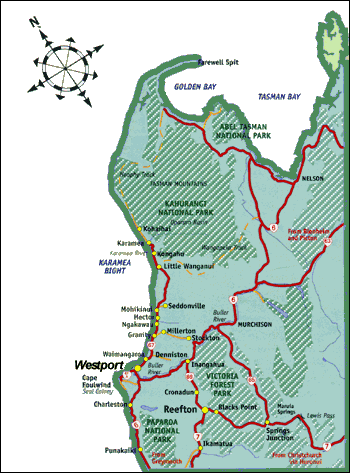 Map of Westport and Buller Region
