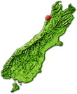 South Island map showing Westport